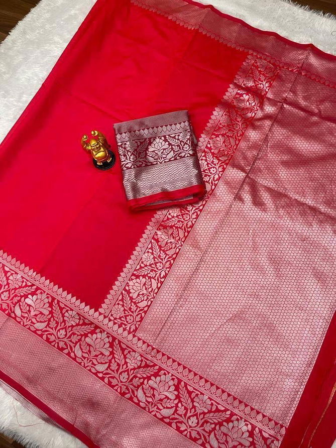 SF 371 Red Designer Lichi Silk Saree Wholesale Clothing Suppliers In India